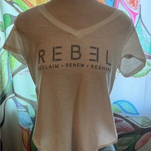 Reb3l White Graphic V-Neck Tee